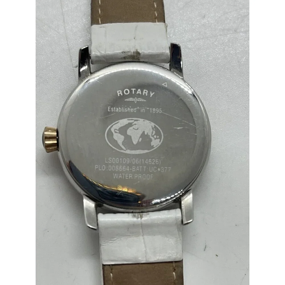 Rotary Women's Classic Quartz MOP Dial Watch White Leather Strap LS00109/061
